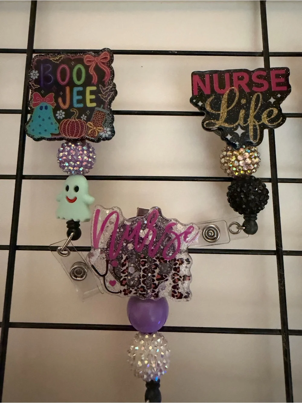 Super Nurse Badge Reel - Blue Sparkle Retractable ID Holder